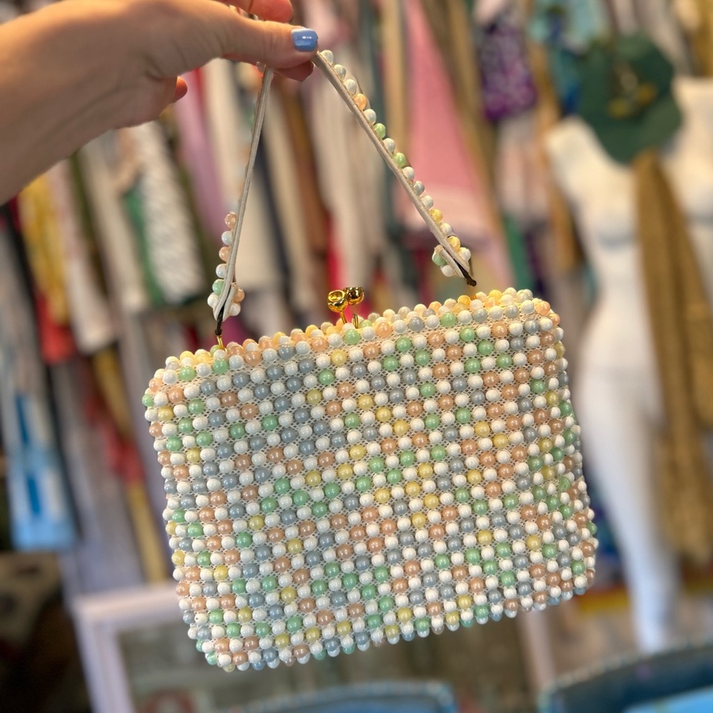 Mid Century Big Beaded Handbag